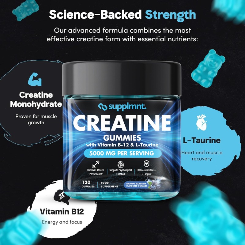supplmnt. 2 x Creatine Gummies 5000mg Lab-Tested 120ct Max Strength