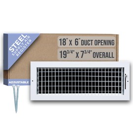 Fits 18x6 Duct Opening Steel Adjustable Air Supply Grille by Handua | Register Vent Cover Grill for Sidewall and Ceiling | White | Outer Dimensions: 19.75" X 7.75"