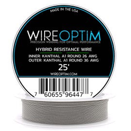 WIREOPTIM - 26 AWG Kanthal A1 Single Core - 36 AWG Kanthal A1 - Hybrid Resistance Wire - 25 Feet