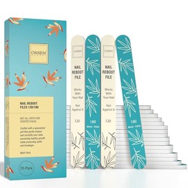 Onsen Secret Japanese Nail File - Professional 6-Pack Nail Files, Double Sided Natural & Acrylic Nail Filers - 120/180 Grit - Disposable, Salon Smooth