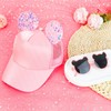 BTHRORO Kids Baseball Cap Sunglasses for Girls, Sequins Mouse Ear