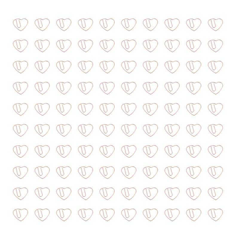 100Pcs Heart Shaped Paper Clips Iron Decorative Paperclips Set with