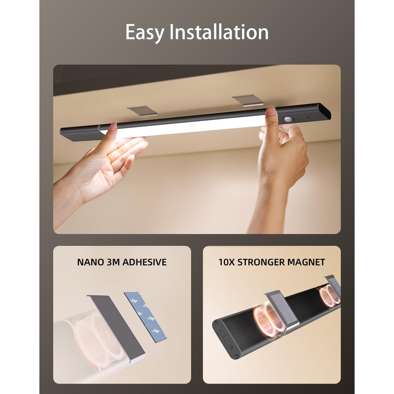 EZVALO Under Cabinet Lighting, Motion Sensor Lights with 2 Detachable