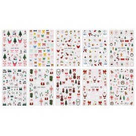 JMEOWIO Nagelsticker Weihnachten Niedlich Feiertag 10 Blatt Nail Art Sticker Selbstklebend Nagelaufkleber Dekoration Nageldesign Zubehör