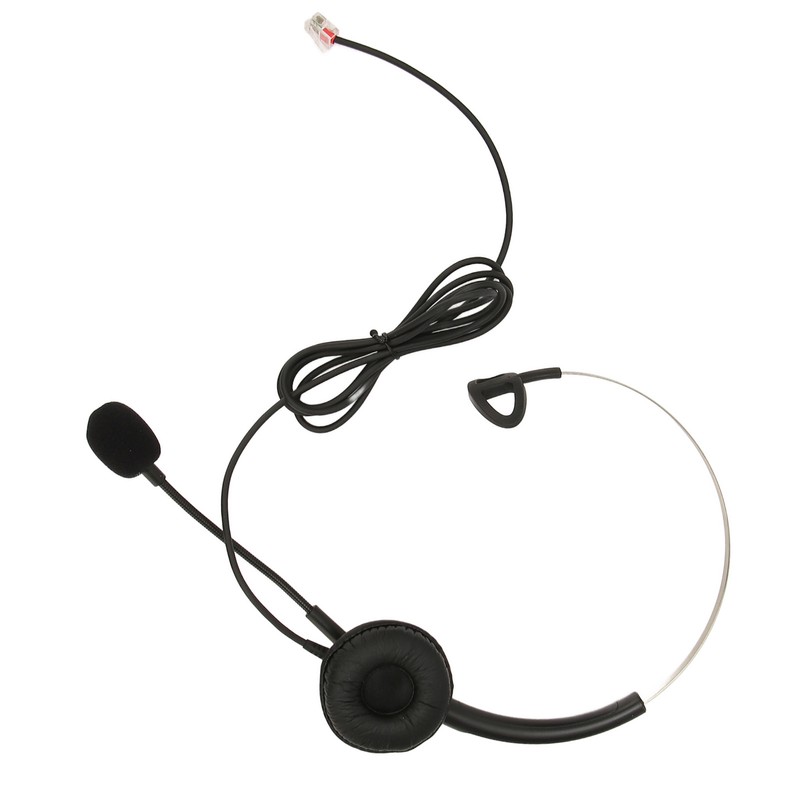 Telephone Headset Single Ear Professional Noise Canceling Adjustable Wired Phone