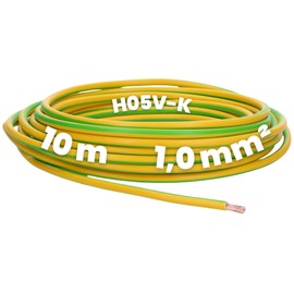 Kalitec 10 Metres H05V-K 1 mm² Green/Yellow Wiring Cable I Core Cable I PVC Single Core I Stranded 1 mm2 I Wiring Fine-Strand I Single Cable Flexible I Cable Flame Retardant