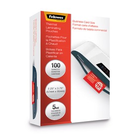 Fellowes Glossy Pouches - Business Card, 5 mil, 100 pack (52031), Clear