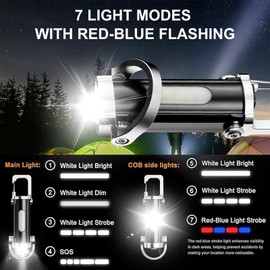 MC-ELIN 3 Pack Keychain Flashlights, EDC Mini Flashlight Rechargeable, COB Keychain Work Light Flashlights 7 Light Modes, Bright Small Keychain Flash Light for Walking Searching Home and Hiking
