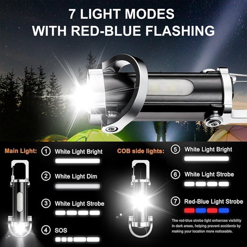 MC-ELIN 3 Pack Keychain Flashlights, EDC Mini Flashlight Rechargeable, COB