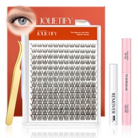 JOLIETIFY DIY Lash Extension Kit, Wispy Faux Mink Cluster Lashes, 8–16mm, Natural Look, Waterproof Bond & Seal, Soft & Fluffy, Reusable Eyelashes with Tweezers & Remover, Easy for Beginners at Home