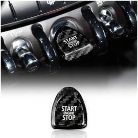KUNGKIC Carbon Fiber Car Engine Start Stop Button Cover Keyless Go Ignition Sticker Cover Trim Decal for MINI Cooper F54 F55 F56 F57 F60 Interior Accessories(Black)