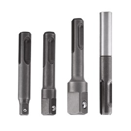 4Pcs Extension Adapter Set SDS Chuck Adapter 1/4" Hex Socket Adapter and 1/4" 3/8" 1/2" Square Extension Connector