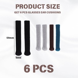 6 Pairs Glasses Ear Cushion, 4 Colors Soft Knitted Cotton Eyeglass Ear Cushions Holder Grips, Glasses Arm Covers Glasses Ear Grips for Glasses Sunglasses, Comfort Glasses Accessories