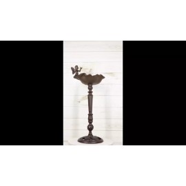 Ebros Gift Cast Iron Whimsical Fairy Pixie On Flower Bird Feeder Or Bath Garden Statue