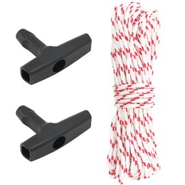 KINGLAKE 3.5mm 10M Lawnmower Pull Cord Replacement with 2 Starter Handles, Nylon Recoil Starter Rope for Lawn Mower, Trimmer, Chainsaw