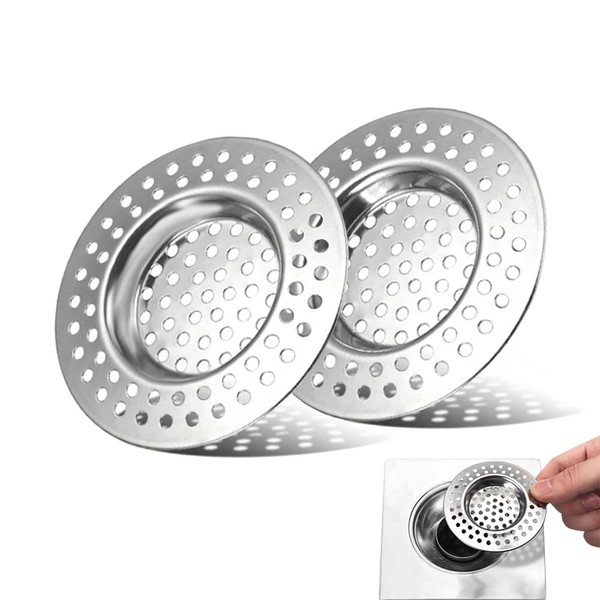 Stainless Steel Sink Filter, 2 Pcs Kitchen Sink Strainer Plug, Anti Clogging Drain Protector, Drainage Filter, Prevent Clogging, for Kitchen Sink (2.95 "/ 7.5 cm)