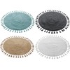 Voice7 Round Tasselled Bath Mat 100% Cotton, Non-Slip Bath Carpet