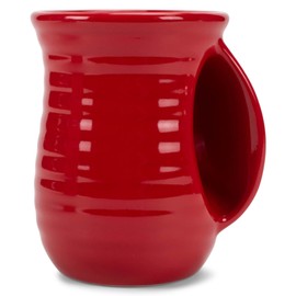 Elanze Designs Ribbed 14 ounce Ceramic Stoneware Handwarmer Mugs Set of 4, Red