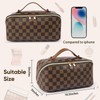 BAYANKALA Leather Travel Makeup Bag, Large Capacity Cosmetic Bag for