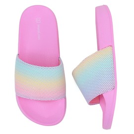 Badelatschen Kinder Sommer Hausschuhe Badeschlappen Jungen Mädchen rutschfeste Dusch Badeschuhe Strand Sandalen(Regenbogen 30/31EU)