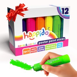 Happido Set of 12 Twistable Tempera Paint Sticks For Kids, Quick Drying, No Mess Art Supplies for Toddlers and Kids Ages 4-6 - NEON & PASTEL COLORS