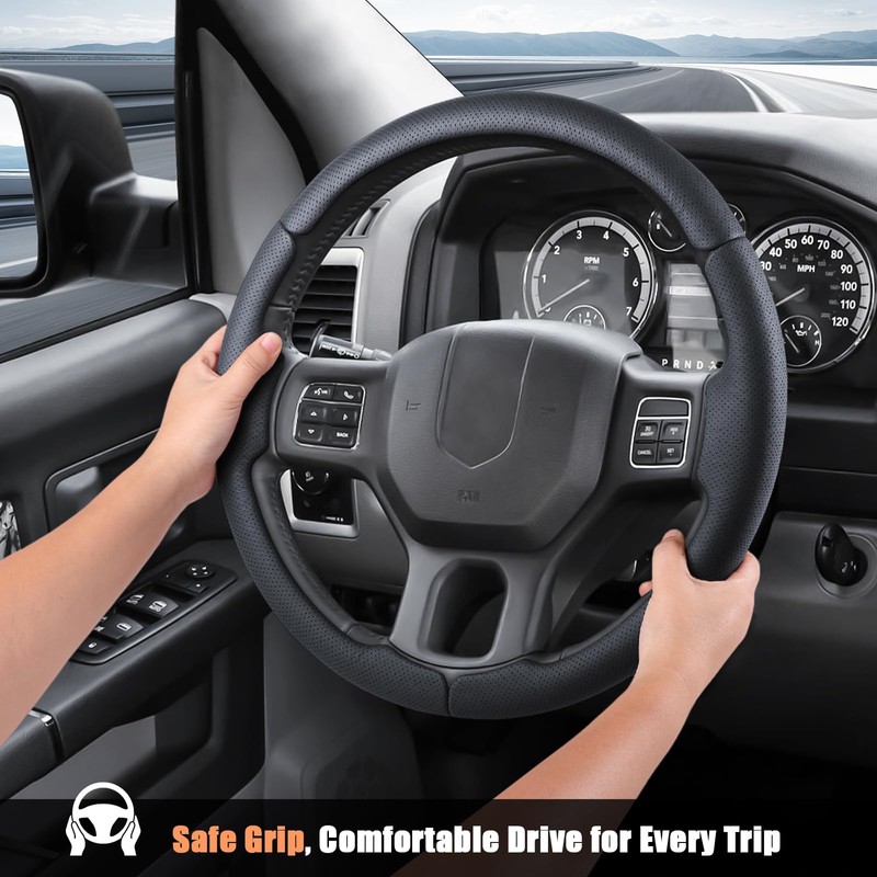 Customized Steering Wheel Cover for 2012-2018 Dodge RAM 1500/2500/3500/4500