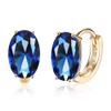 Small Round Hoop Earrings For Women Girls Cubic Zirconia Blue