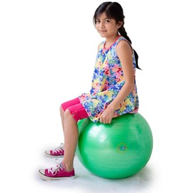 Fun and Function Therapy Ball for Kids, Exercise, Yoga, Balance, Stability, Active Seating Alternative for Classrooms and at Home, Supports Sensory Seekers & Children with ADHD - 24" Green