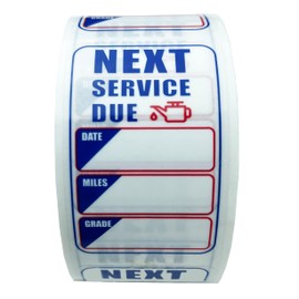 Oil Change Stickers 250 Pcs Per Roll-Service Reminder Stickers - 2" x 1,25" Premium Clear Stock-Windshield Stickers-Checkered Flag- Peel & Write and Stick with No Residue Car Sticker