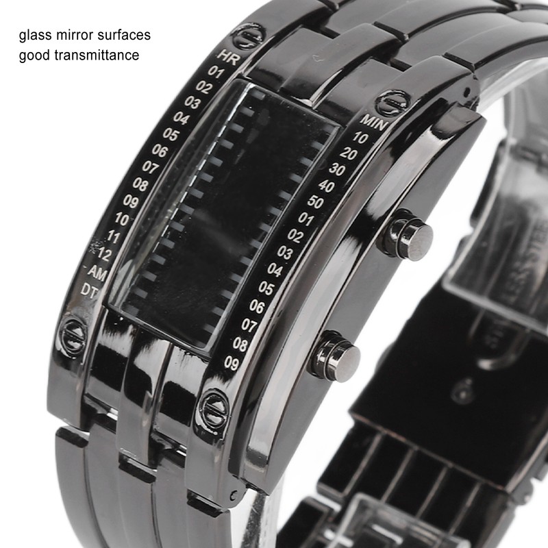 LED Watch Unique Binary Time Mode Display Convex Arc Structure