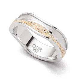 DUR R5733 Jewellery Ring Beach Waves Beach Sand Rhodium-Plated 925 Silver Size: 52, Sterling Silver, No Gemstone