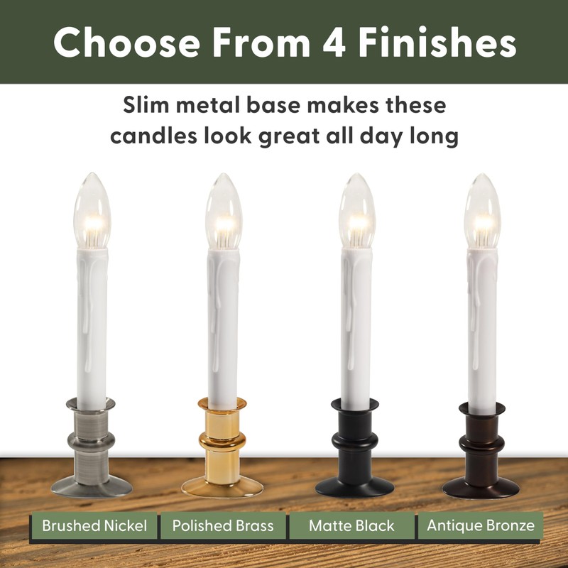 612 Vermont Ultra-Bright LED Window Candles with Timer, Battery Operated,