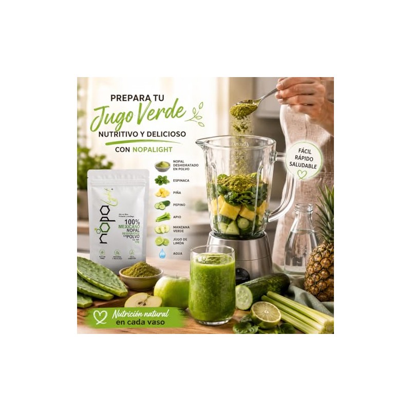 NOPALIGHT | Polvo De Nopal Deshidratado Natural 100 g |