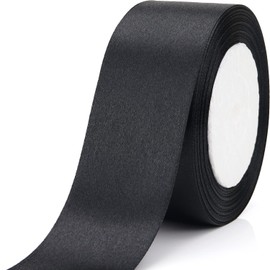 Nsilu 25 Yards 1-1/2 inches Wide Satin Ribbon Suitable for Wedding, Party and Gift Box Packaging Ribbon (Black, 1-1/2")