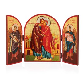 NKlaus Saint Joachim and Anna Icon Triptych Wooden 25 x 16 cm Christian 13873