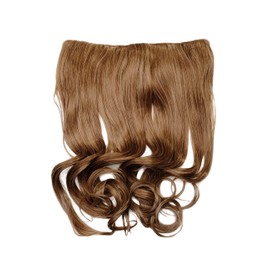 WIG ME UP - WH5008-180C-14 Clip-In Extension, Wide Back of Head, 5 Clips, Curly, Heat Resistant, Light Brown Brown