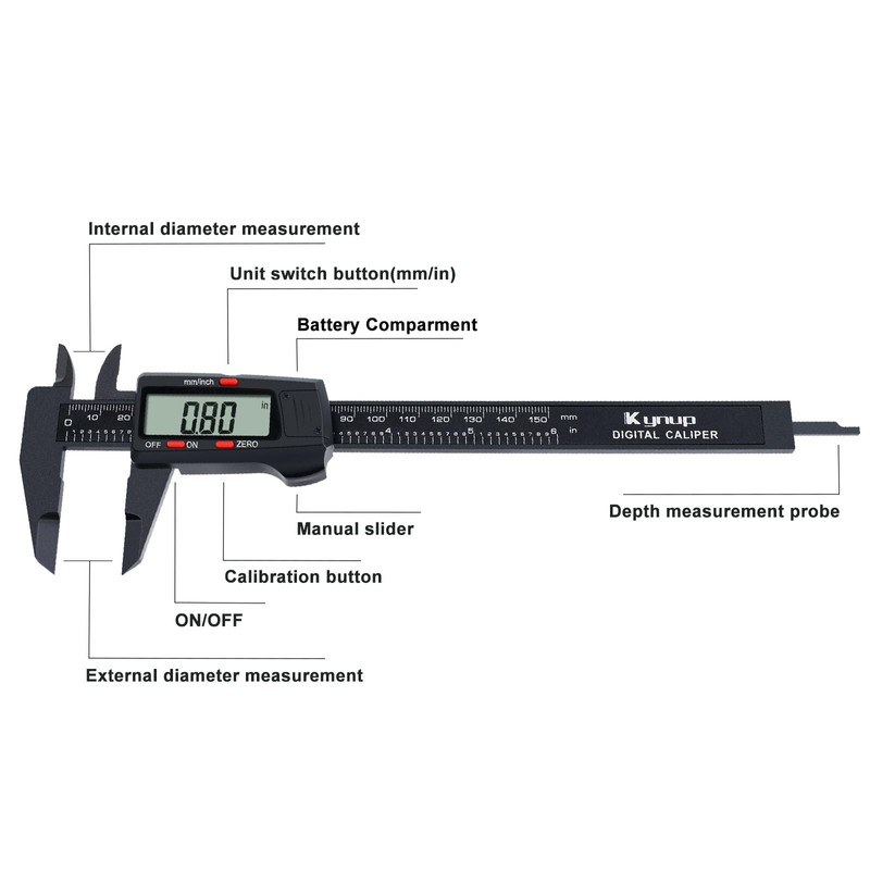 Kynup Digital Caliper, Caliper Measuring Tool with LCD Screen, Electronic