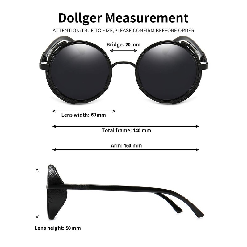 Dollger Steampunk - anteojos de sol redondas retro clásico con