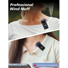 SUNMON DJI Mic Windscreen Furry Foam - DJI Wireless Mic Outdoor Microphone Cover Muff Pop Filter Noise Reduction, Mic Covers for DJI Microphone Wireless(4 PC)