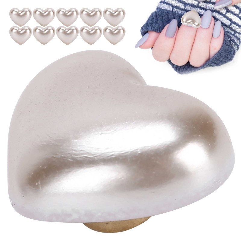 10pcs Heart Beads Imitation Pearls Beads Nail Art Decoration DIY