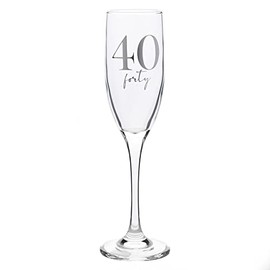 Widdop and Co 40th Birthday Champagne Flute Glass with Silver Detail - 40