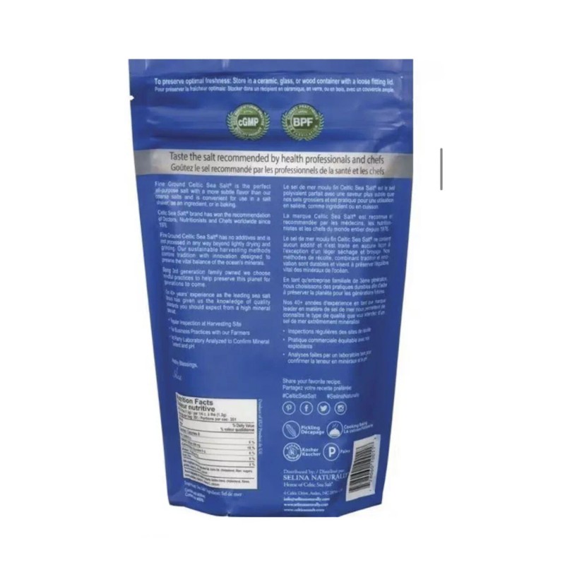 Selina CELTIC SEA SALT FINE GROUND 1LB Resealable CelticSalt New