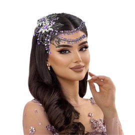 LOVFOIVER Wedding Head Pieces Crystal Bridal Hair Clips Women's Handmade Bridal Rhinestone Wedding Party Hair Accessories(Purple)