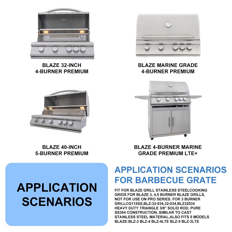 J&HYBBQ Blaze Grill Grates Replacement 4pcs Set, 18" x7-3/8 304