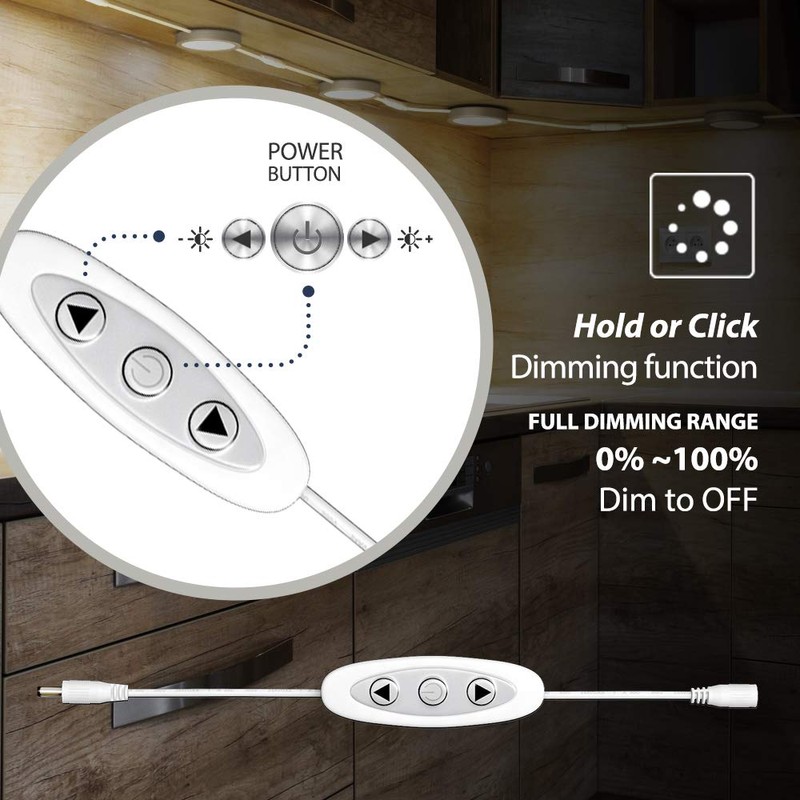EShine Under Cabinet LED Puck Lights with Dimmer Switch, Dimmable,