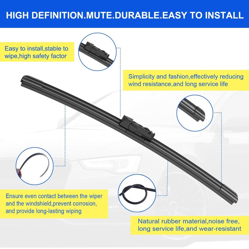 ANIKLUIM® 24"+18" Wiper Blades with 14" Rear Wiper Blade Set