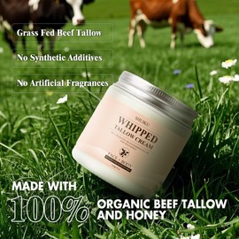 Beef Tallow for Skin with Honey Balm – All-Natural Moisturizer Hydrates and Nourishes the Skin, Whipped Grass-fed Beef Tallow Honey Balm blend - Ultra-Nourishing Moisturizer for Face, Body & Hands.