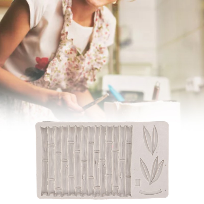 Silicone Mold Safe Elastic Grey Leaves Bamboo Design Tear Resistant