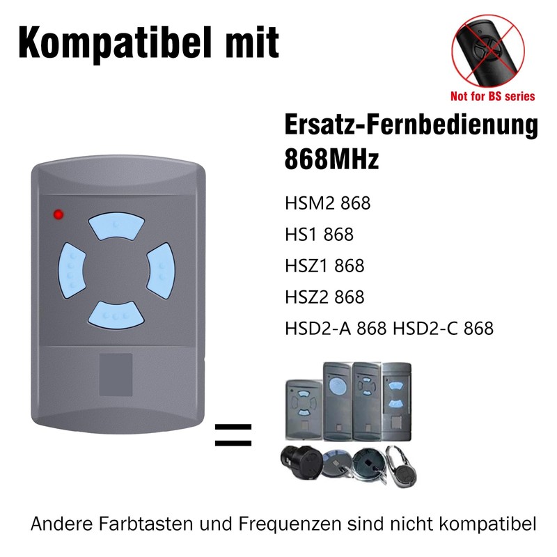 868MHz Garage Opener Remote Control for Hormann Handheld Transmitter Blue