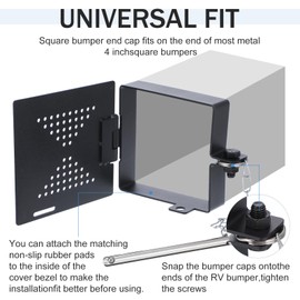 RV Bumper Cap Cover,RV Bumper Plug End Cap,Square Bumper Caps for RV,Fits Standard RV 4inch Square Bumpers, Black-2pack